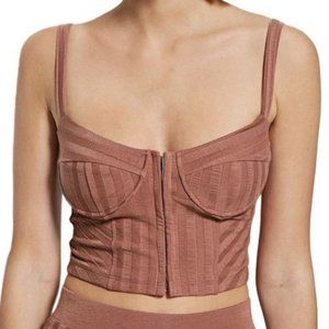 NWOT Jonathan Simkhai Standard Dee Compact Rib Bustier Tank, Dusty Rose, SZ XS